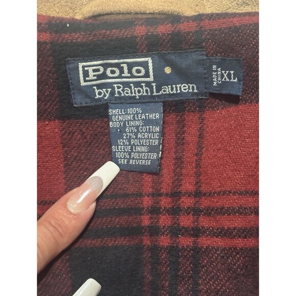 90s Polo Ralph Lauren Suede Leather Jacket Mens XL Brown Plaid Ranch Coat Rare - Picture 8 of 13